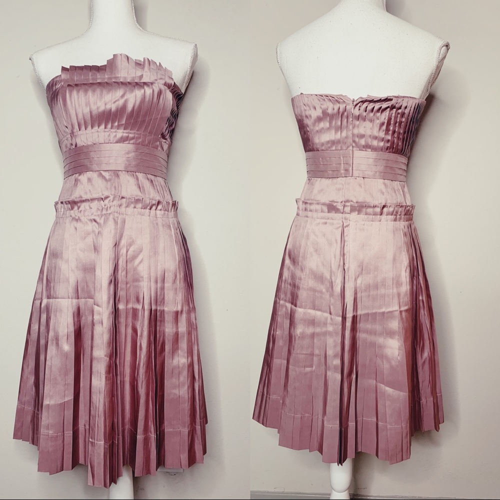 J. Crew Collection 100% Silk mauve strapless pleated dress